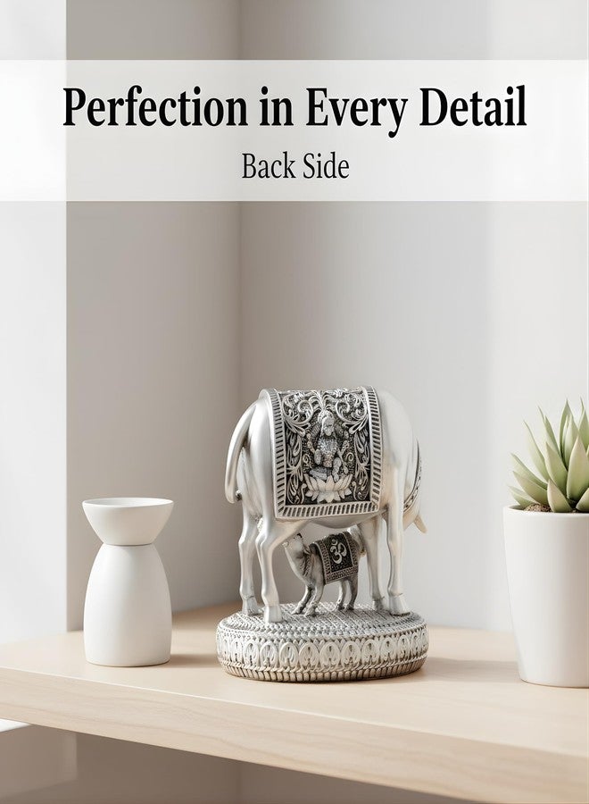 Dev Aastha 999 Pure Silver Plated Kamdhenu Cow Idol | 2.5 inch Vastu Home Decor for Pooja Room & Mandir | Symbol of Prosperity & Abundance | Ideal Religious & Spiritual Gift - Image 5